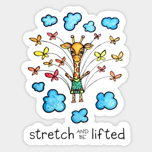 Stretch and Be Lifted: Whimsical Giraffe Watercolor Illustration Sticker